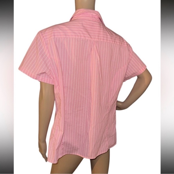 Riders by Lee Baby Pink & White Fitted Short Sleeve Stripe Blouse XXL 2X 20 - Picture 5 of 6